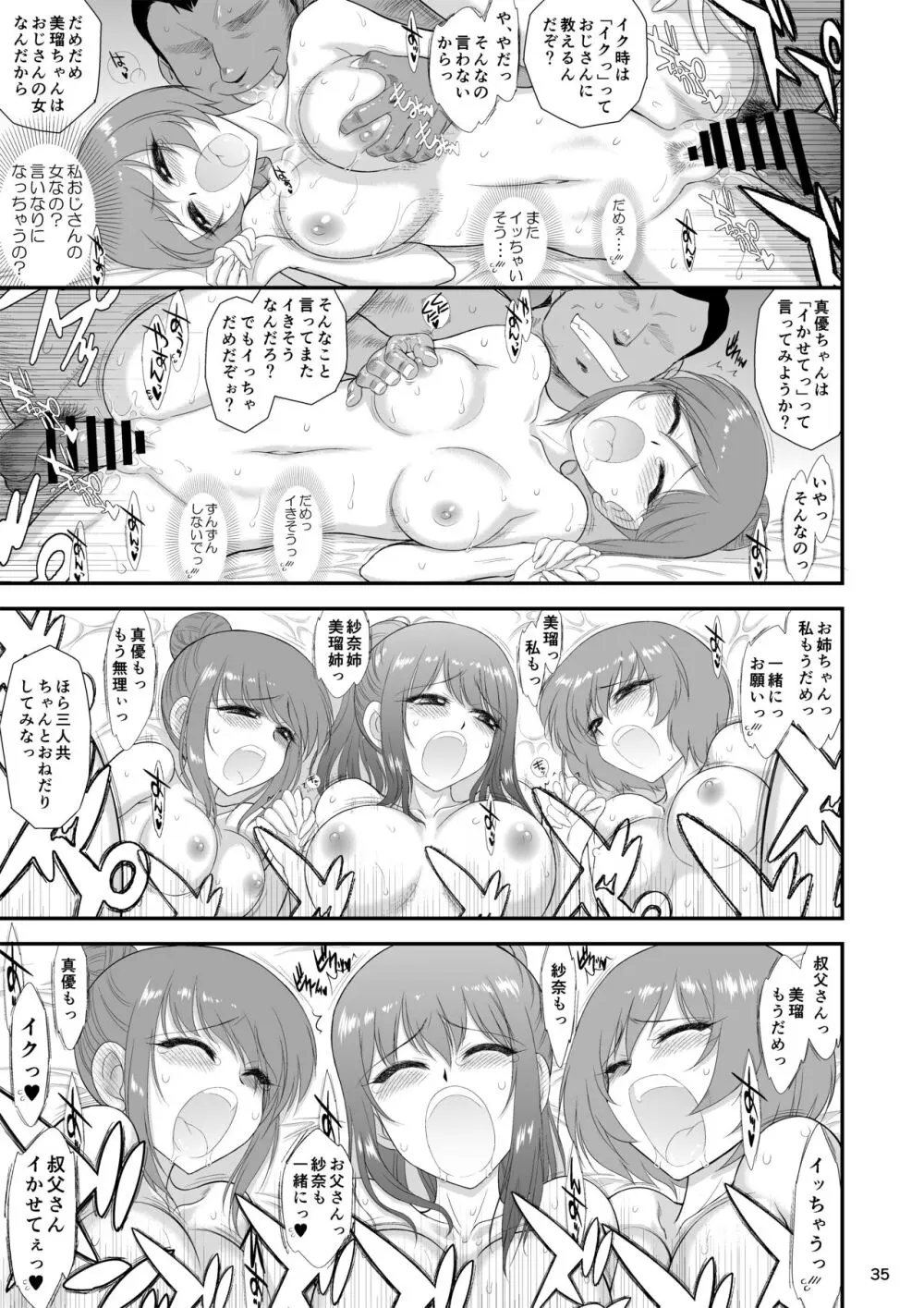 美人三姉妹と父親と叔父が混浴温泉に行きました。 - page34