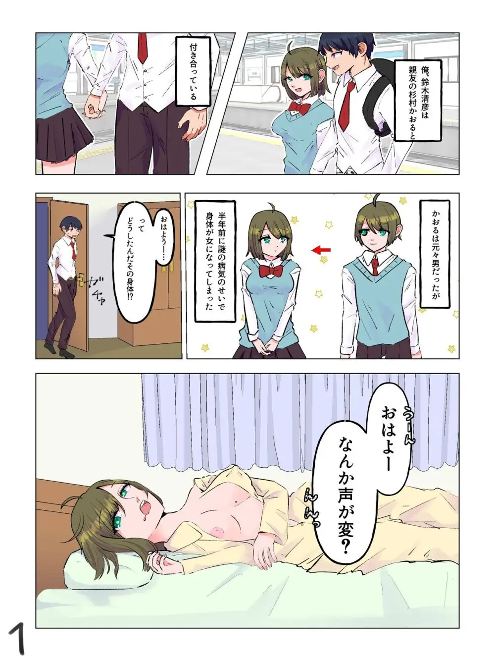 女体化した親友と入れ替わった俺♂ - page2