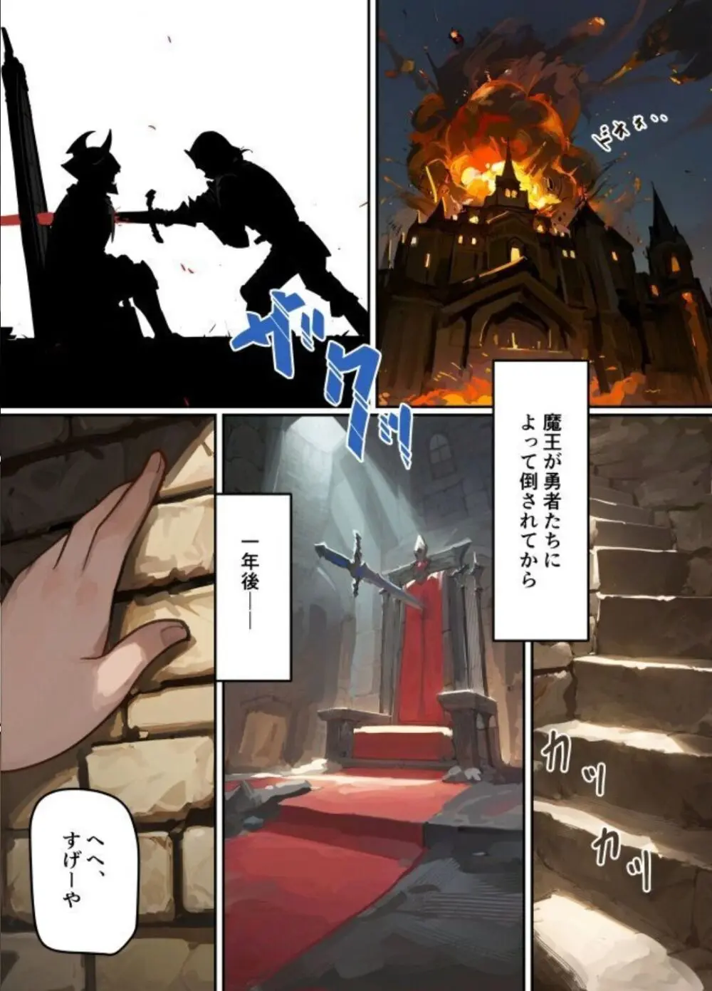 魔王が倒されたのでタンク兄弟と剣士を魔物娘に変えちゃいます! - page3