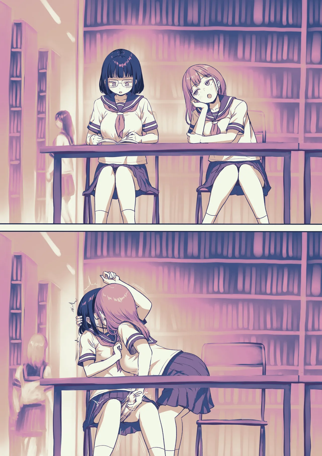 図書室で弄ばれるふたなりちゃん - page3