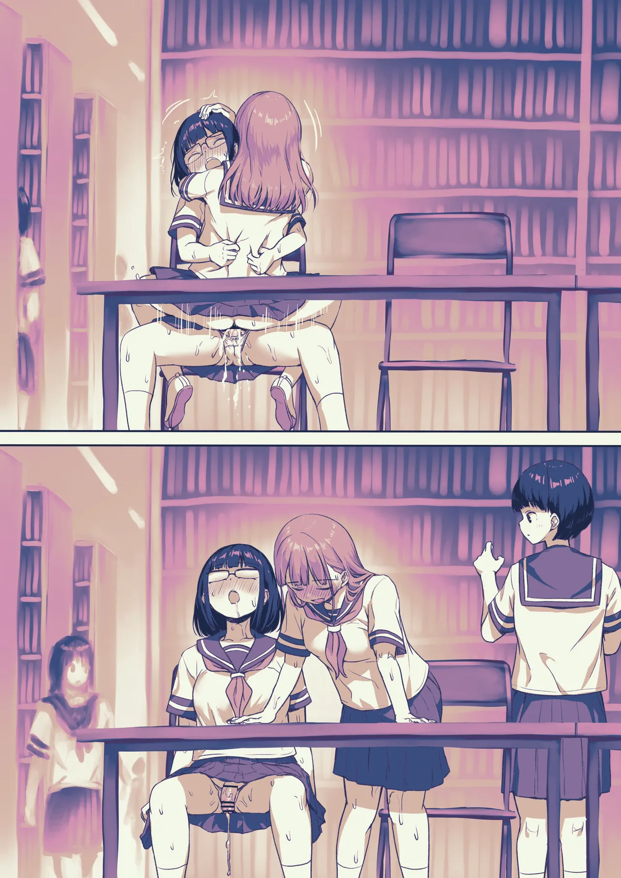 図書室で弄ばれるふたなりちゃん - page4